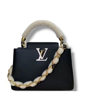 Louis Vuitton Capucines Black Rare Shearling Jewel Handbag